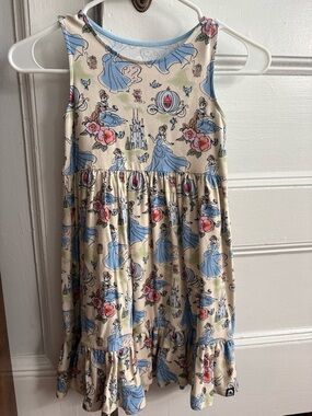 Rags to Raches Cream Dress with Blue and Pink Print